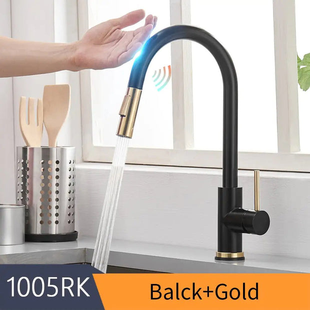 1005-Black and Gold Kitchen Smart Touch Faucets