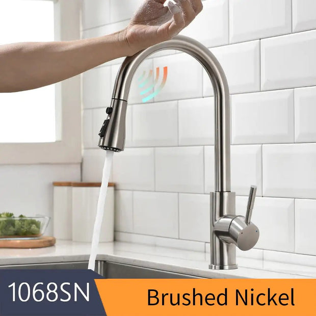 1068-Brush Nickel Kitchen Smart Touch Faucets