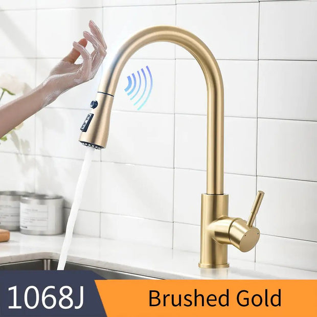 1068-Brushed Gold Kitchen Smart Touch Faucets