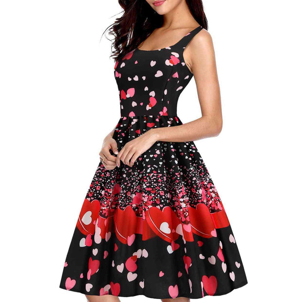 12 Liter Air Fryer 1 Style / 2XL Valentines Day Temperament Stitching Heart Shaped Print Dress