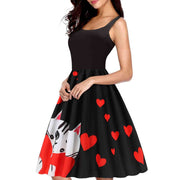 12 Liter Air Fryer 4 Style / 2XL Valentines Day Temperament Stitching Heart Shaped Print Dress