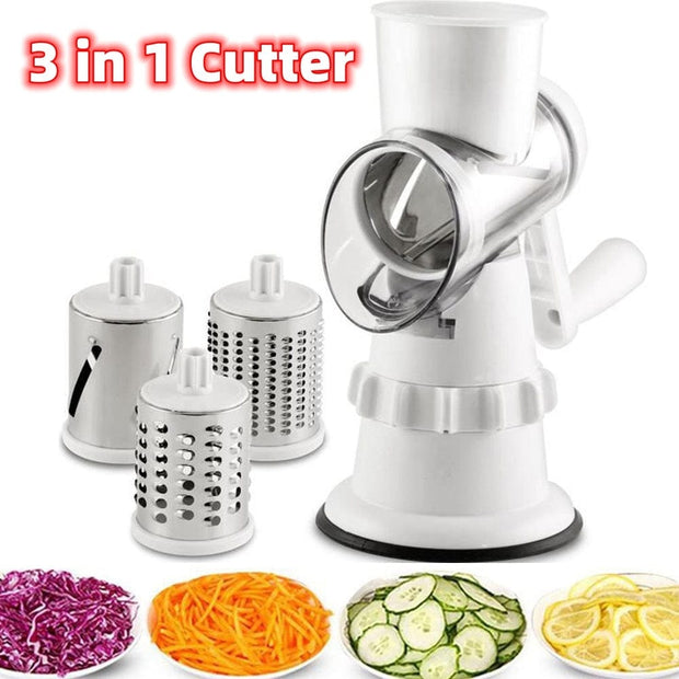 3 In 1 Vegetable Slicer Manua White 3 In 1 Vegetable Slicer Manual Kitchen Accessories Grater For Vegetable Cutter Round Chopper Mandolin Shredder Potato Home Kitchen Supplies Kitchen Gadgets