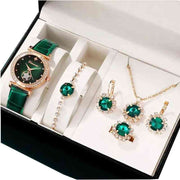 5 Piece Jewelry Set Quartz Watch Necklace Bracelet Ring Stud Earrings 5 Piece Set