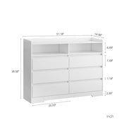 6 Drawer Dresser White 6 Drawer Dresser With LED Lights Modern Dressers Drawers With Sturdy Frame