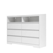 6 Drawer Dresser White 6 Drawer Dresser With LED Lights Modern Dressers Drawers With Sturdy Frame