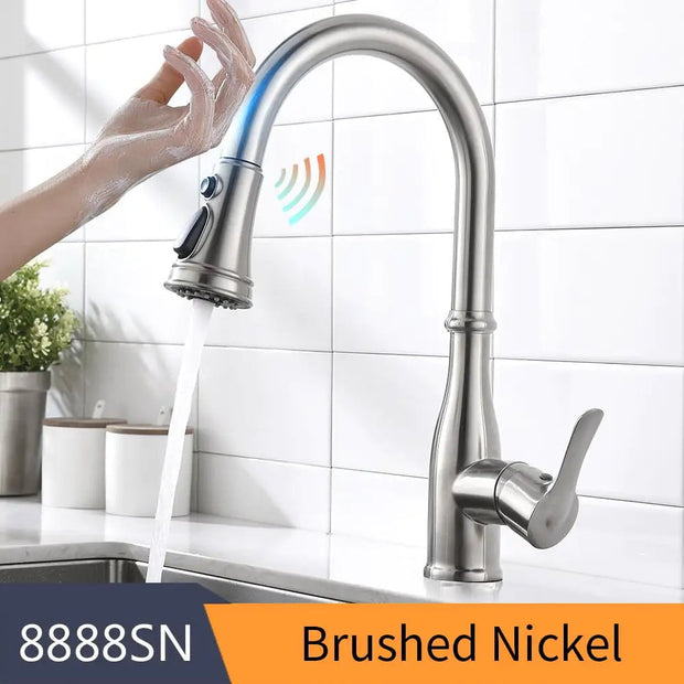 8888-Brush Nickel Kitchen Smart Touch Faucets