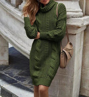 Army Green / Extra Large Long Sleeve Dresses For Woman