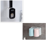 Automatic Toothpaste Dispenser Black Double cups Wall Mounted Automatic Toothpaste Holder Bathroom Accessories Set Dispenser