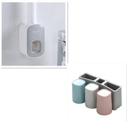 Automatic Toothpaste Dispenser Grey Three cups Wall Mounted Automatic Toothpaste Holder Bathroom Accessories Set Dispenser