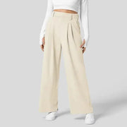 Beige / Extra Extra Large Solid Wide Leg Pants For Woman Work Business