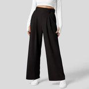 Black / Extra Extra Large Solid Wide Leg Pants For Woman Work Business