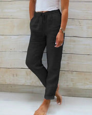 Black / Extra Large Linen Pants For Woman