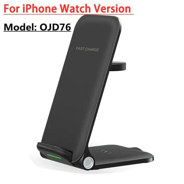 Black for iPhone 3 4 in 1 Wireless Super Fast Charger Stand