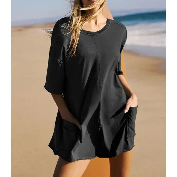 Black / L Woman Casual Romper