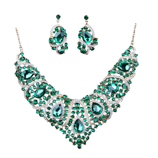 Bridal Necklace And Earring Set Green Bridal Necklace And Earring Set