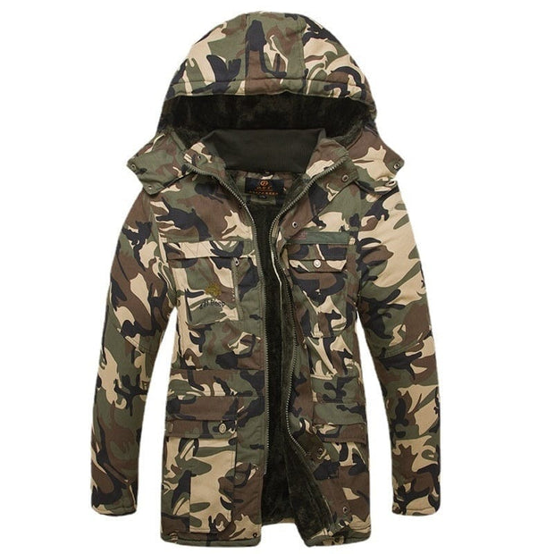 Camo Jacket Windproof And Cold-resistant Ultra-fine-meshed Thickening Velvet Lining Cotton-padded Jacket