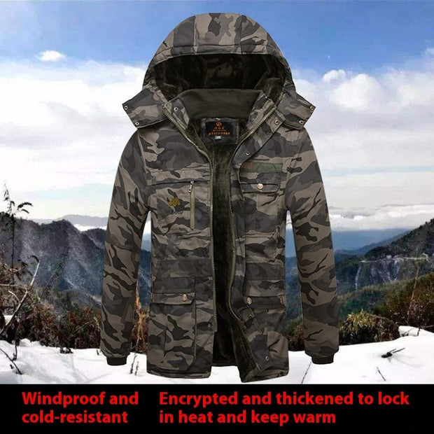 Camo Jacket Windproof And Cold-resistant Ultra-fine-meshed Thickening Velvet Lining Cotton-padded Jacket