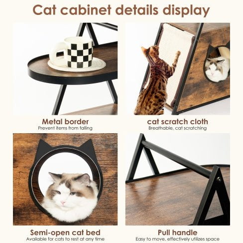 cat house BlackVintage Cat House,end Table.Wood Cat Condo Black Vintage Pet Furniture