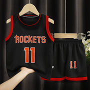 Childrens Sports Black / 100cm Children's Clothing Sports Basketball Wear Children's Clothing Boys' Suit