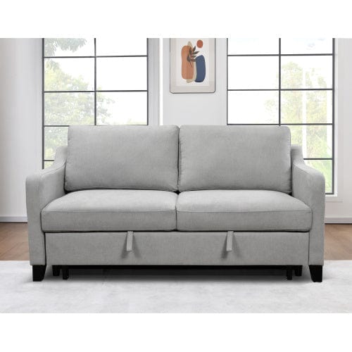 Convertible Queen Sofa Bed Light gray 69 Inches  3-in-1 Convertible Queen Sofa Bed, Modern Fabric Double Sofa Bed With Pull-out Bed, Small Double Sofa With Reclining Backrest, Living Room Furniture, Light Grey