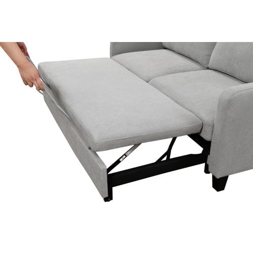 Convertible Queen Sofa Bed Light gray 69 Inches  3-in-1 Convertible Queen Sofa Bed, Modern Fabric Double Sofa Bed With Pull-out Bed, Small Double Sofa With Reclining Backrest, Living Room Furniture, Light Grey