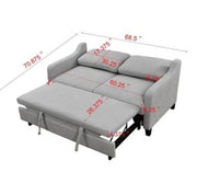 Convertible Queen Sofa Bed Light gray 69 Inches  3-in-1 Convertible Queen Sofa Bed, Modern Fabric Double Sofa Bed With Pull-out Bed, Small Double Sofa With Reclining Backrest, Living Room Furniture, Light Grey