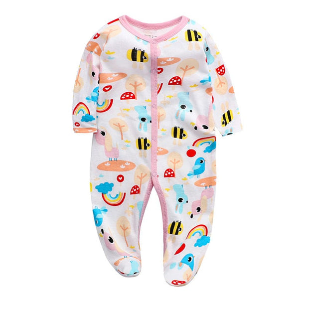 Cotton one-piece baby clothes 12m / Rainbow rabbit Cotton one-piece baby clothes