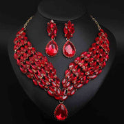 Crystal Necklace Earring Set Red Crystal Necklace Earring Set