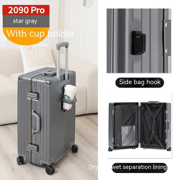 Cup Holder And USB Charging Travel Lugga Pro Aluminum Frame Gray / 20 Inches Cup Holder And USB Charging Travel Luggage