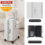 Cup Holder And USB Charging Travel Lugga Pro Aluminum Frame White / 20 Inches Cup Holder And USB Charging Travel Luggage