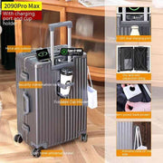 Cup Holder And USB Charging Travel Lugga ProMax Aluminum Frame Gray / 20 Inches Cup Holder And USB Charging Travel Luggage