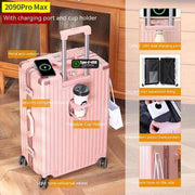 Cup Holder And USB Charging Travel Lugga ProMax Aluminum Frame Pink / 20 Inches Cup Holder And USB Charging Travel Luggage