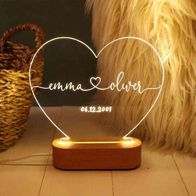 Custom Night Light Transparent Customization / 20CMx11.5CM / USB Custom Night Light As Valentines Day Anniversary Romantic For Bedroom