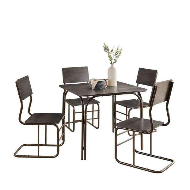 Dining Table Furniture Set Bronze 5-Piece Wood Table  4 Chairs,Modern Dining Table Furniture Set For Home, Kitchen, Dining Room,Dining Table And Chair