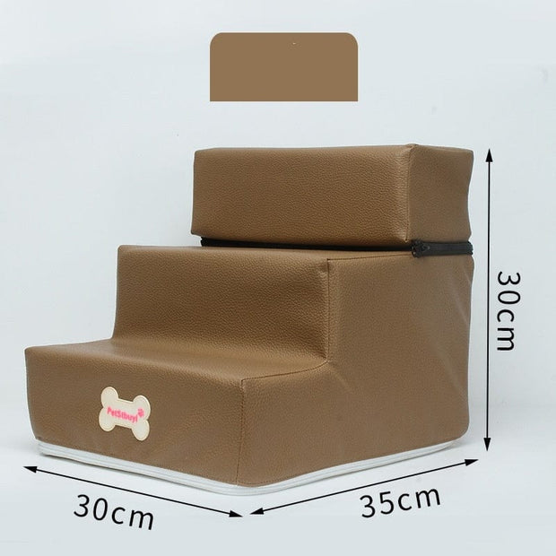 Dog Stairs Brown / 3 layers Dog Stairs Pet Ladder Sponge Steps