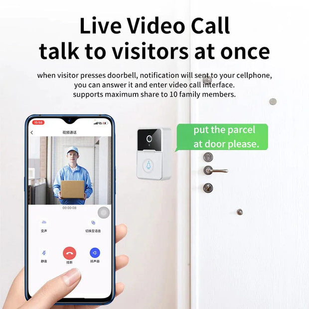 Doorbell Intercom Video Camera Wireless Security Smart WiFi Doorbell Intercom Video Camera Door Ring Bell Chime