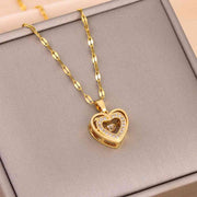 Double-layer Love Necklace With Rhinesto 8018 Smart Love Double-layer Love Necklace With Rhinestones Valentines Day Gift