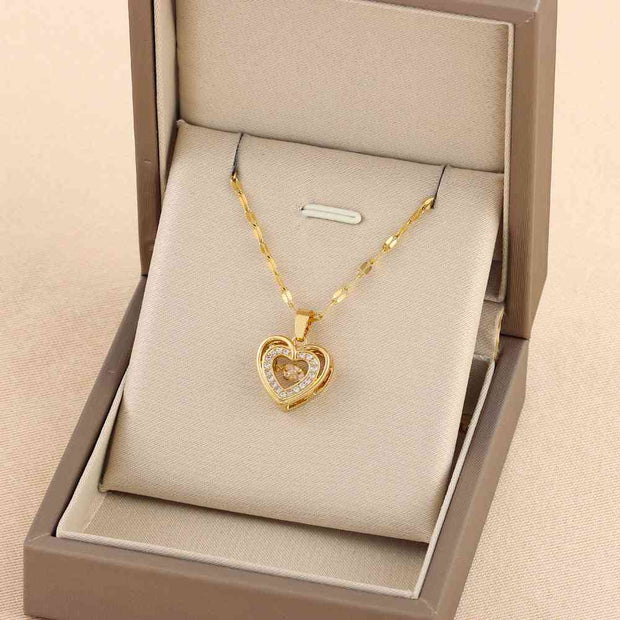 Double-layer Love Necklace With Rhinesto 8018 Smart Love Double-layer Love Necklace With Rhinestones Valentines Day Gift