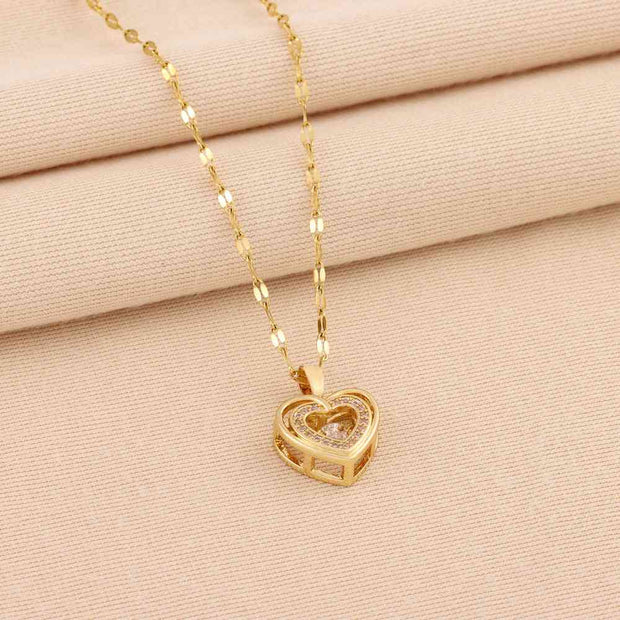 Double-layer Love Necklace With Rhinesto 8018 Smart Love Double-layer Love Necklace With Rhinestones Valentines Day Gift