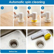 Electric Spin Cleaning Brush White 1pc Electric Spin Cleaning Brush,USB Rechargeable Handheld Kitch Cleaner Coldless Rotary Brush, Power Brush Bathroom Rechargeable Brush, Automatic Rotary Power Cleaning Brush For Cleaning