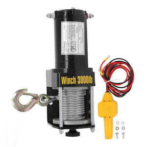 Electric Winch Kit 24V with Remote as picture 24V Electric Winch with Remote Steel Cable 3000lbs for ATV UTV Accessories