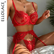 Ellolace Sensual Lingerie Woman Red Lace