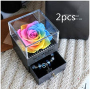 Eternal Flower Rose Colorful2pcs Eternal Flower Rose Jewelry Box for Valentines Day