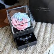 Eternal Flower Rose Pink blue Eternal Flower Rose Jewelry Box for Valentines Day