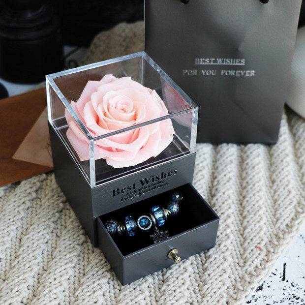 Eternal Flower Rose Pink Eternal Flower Rose Jewelry Box for Valentines Day