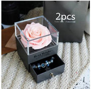 Eternal Flower Rose Pink2pcs Eternal Flower Rose Jewelry Box for Valentines Day