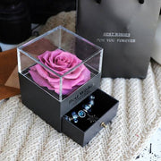 Eternal Flower Rose Purple pink Eternal Flower Rose Jewelry Box for Valentines Day