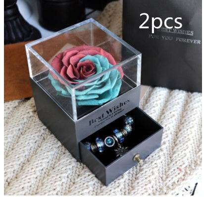 Eternal Flower Rose Red blue2pcs Eternal Flower Rose Jewelry Box for Valentines Day