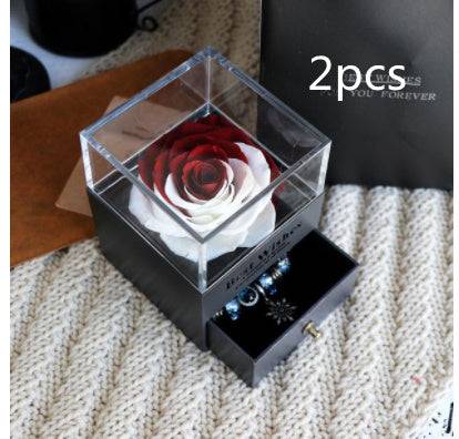 Eternal Flower Rose Red white2pcs Eternal Flower Rose Jewelry Box for Valentines Day