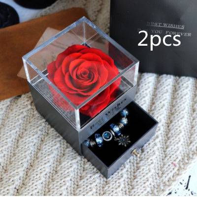 Eternal Flower Rose Red2pcs Eternal Flower Rose Jewelry Box for Valentines Day